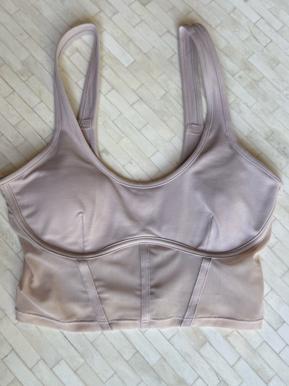 Alo Yoga Airbrush Mesh Corset Tank - Dusty Pink Small